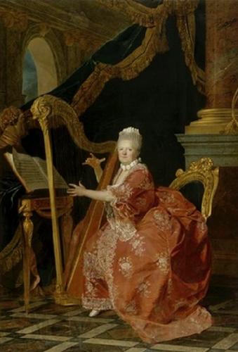Etienne Aubry Victoire de France playing her harp Spain oil painting art